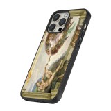 Coque iPhone 16 Pro - Silicone rigide noir Tableau art - La Création d’Adam - Michel-Ange