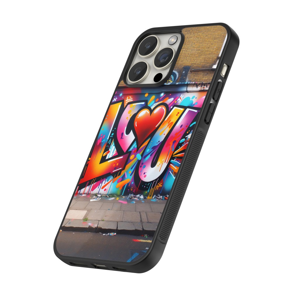 iPhone 16 Pro Case Hülle - Silikon schwarz Valentin 2025 Liebe U Tag