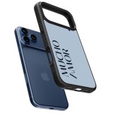 Coque iPhone 17 Pro - Silicone rigide noir Valentine 2024 mucho amor azul