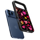 Coque iPhone 17 Pro - Silicone rigide noir Valentine 2023 love symbols
