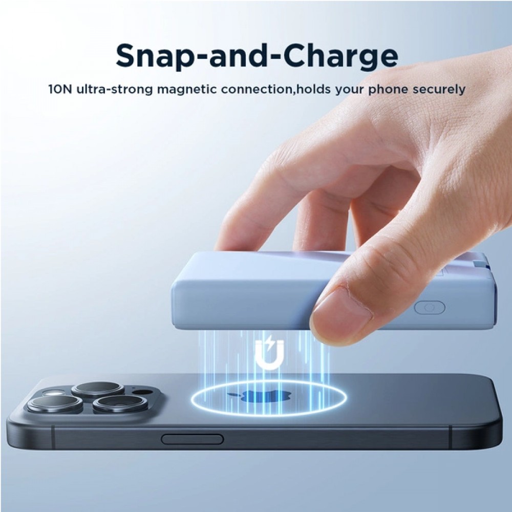 20W Powerbank Joyroom JR-PBM01 batterie externe MagSafe 10000mAh avec pied de support - Bleu