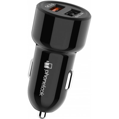 30W universal Doppel-USB Auto Zigarettenanzünder Ladegerät Quick Charge 3.0 PhoneLook - Schwarz