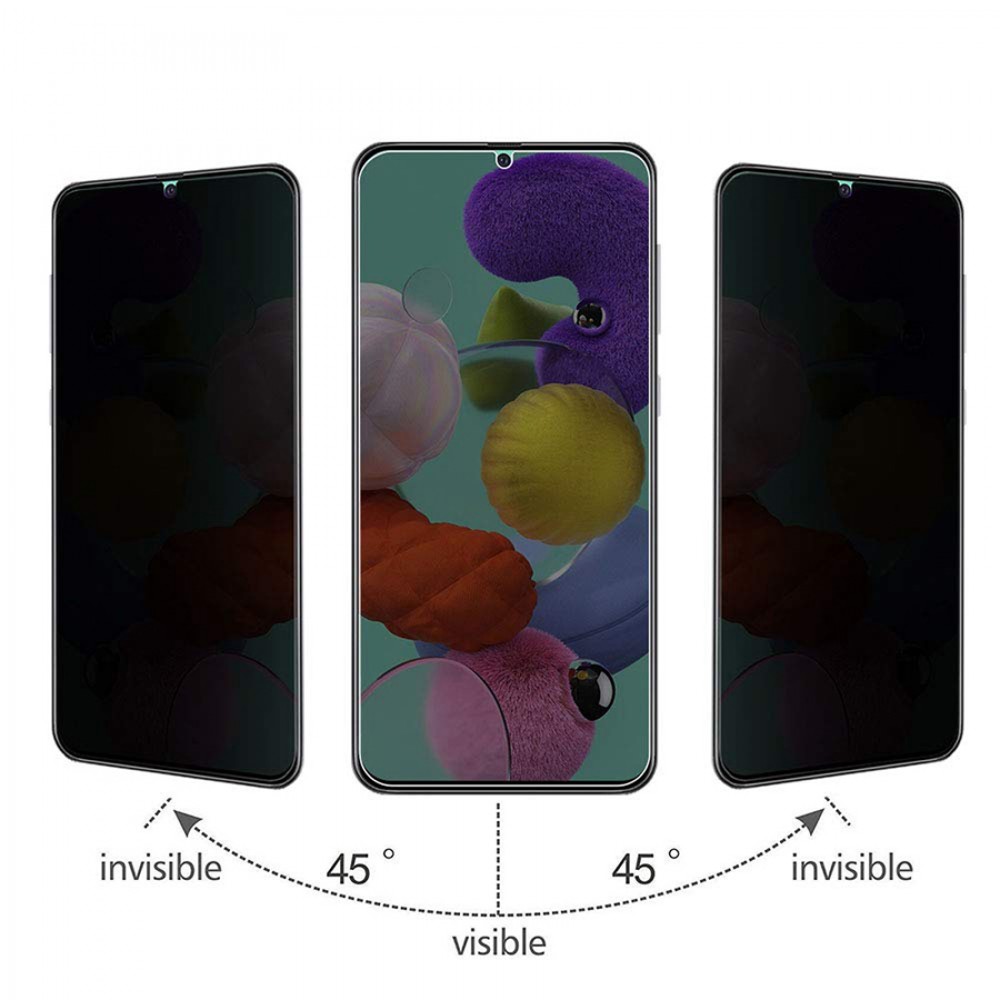 3D Tempered Glass Samsung Galaxy S21 Ultra - Vitre de protection d'écran intégrale Privacy anti-espion avec bords noirs