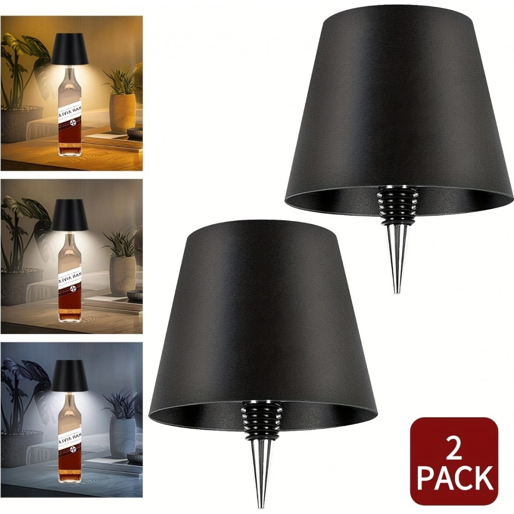 Abat-jour lampe LED pour bouteille adaptable universel - Noir