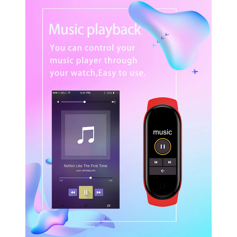 Active Fitness Tracker M7 - Bracelet sportif intelligent Montre connectée Bluetooth - Rose