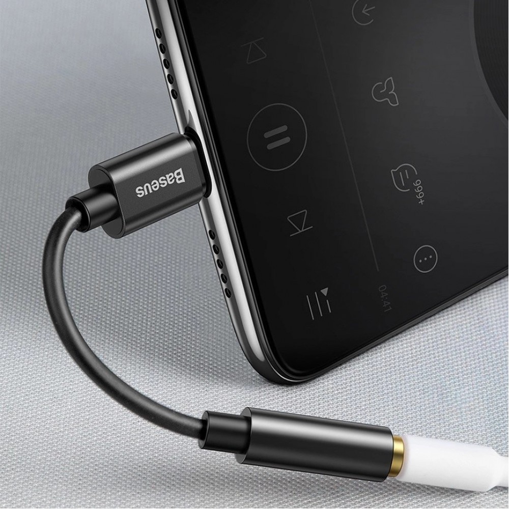 Adaptateur Baseus L54 pour écouteurs USB-C / mini jack 3.5mm DAC 24 bit 48 KHz - Convertisseur Audio Numérique Haute Résolution - Noir