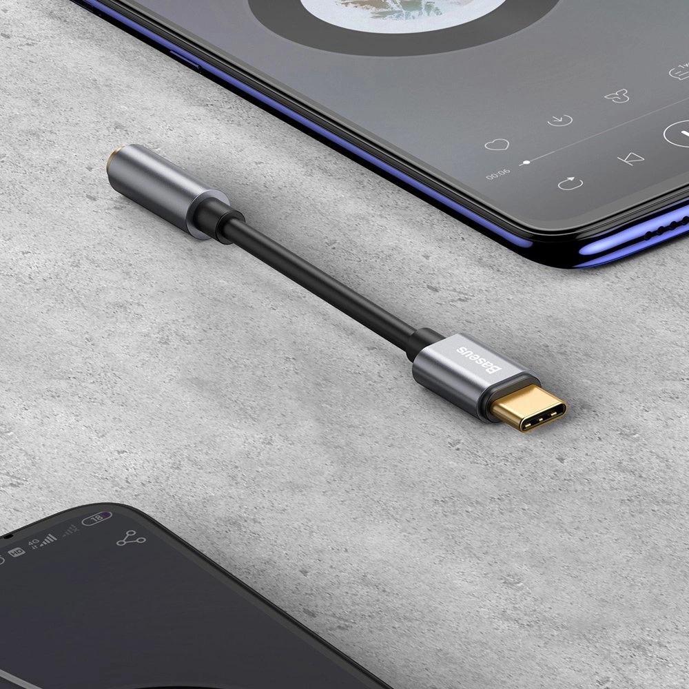 Adaptateur Baseus L54 pour écouteurs USB-C / mini jack 3.5mm DAC 24 bit 48 KHz - Convertisseur Audio Numérique Haute Résolution - Noir