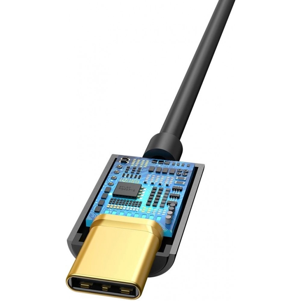Adaptateur Baseus L54 pour écouteurs USB-C / mini jack 3.5mm DAC 24 bit 48 KHz - Convertisseur Audio Numérique Haute Résolution - Noir