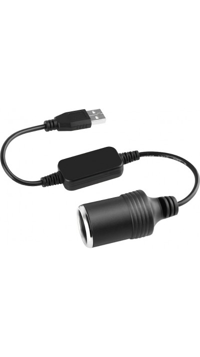 USB-A zu 12V Universeller Zigarettenanzünder Adapter für Autozubehör - Schwarz