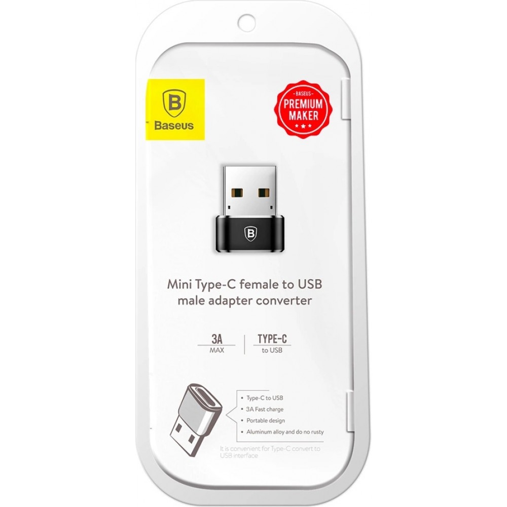 Adaptateur USB-C vers USB-A Mini Baseus haut débit pour appareils compatibles - Noir