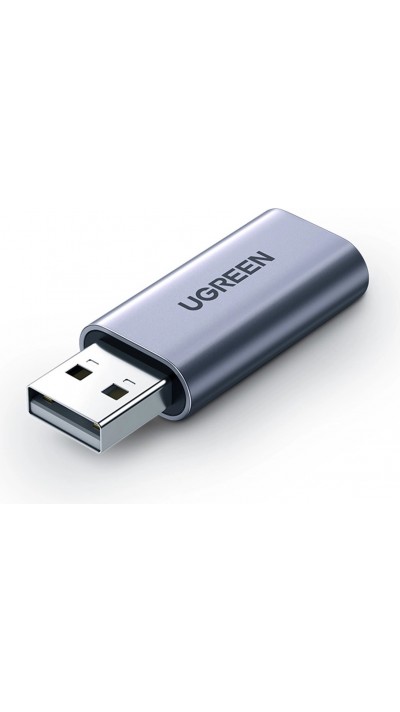 Ugreen CM383 Audioadapter 3,5mm Klinke zu USB-C Adapter für Kopfhörer und Lautsprecher - Grau