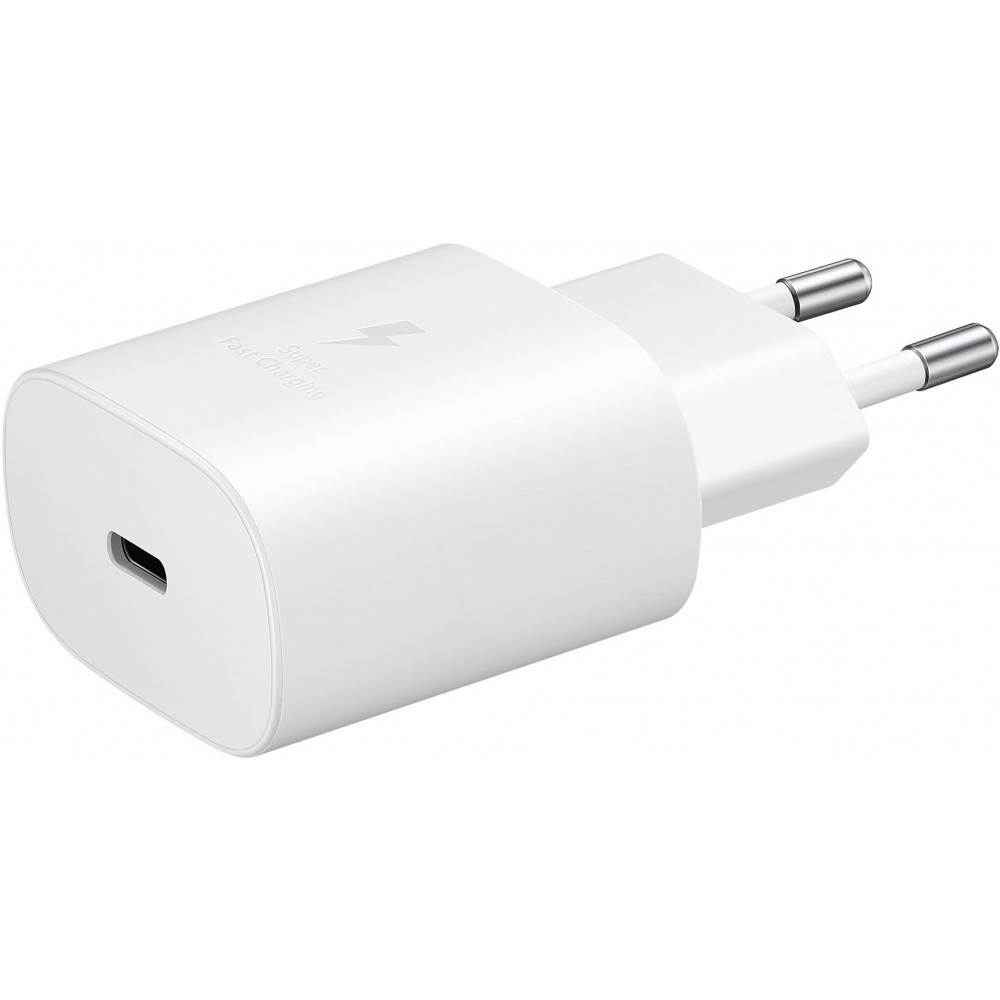 Adaptateur chargeur Samsung fast charging USB-C secteur Suisse 25W PD - Blanc