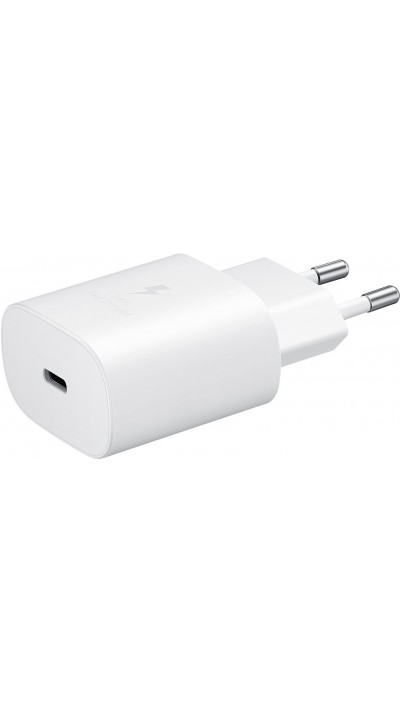 Adaptateur chargeur Samsung fast charging USB-C secteur Suisse 25W PD - Blanc