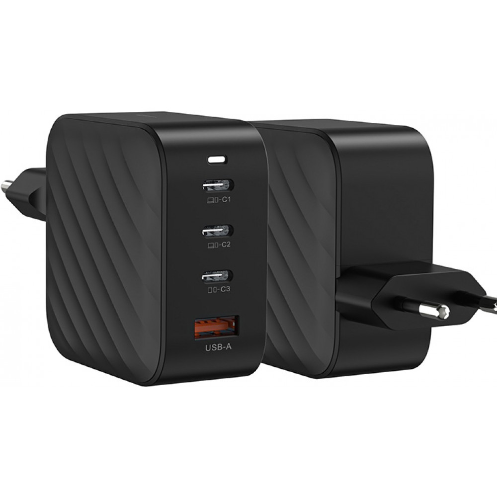 Adaptateur chargeur secteur GaN 120W 3x USB-C et 1x USB-A (Power Delivery) - PhoneLook - Noir