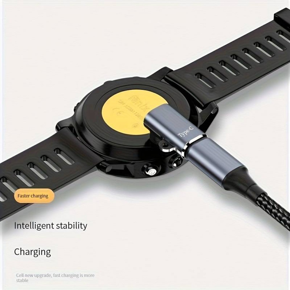 Adaptateur chargeur universel pour montre Garmin avec prise USB-C  - Noir