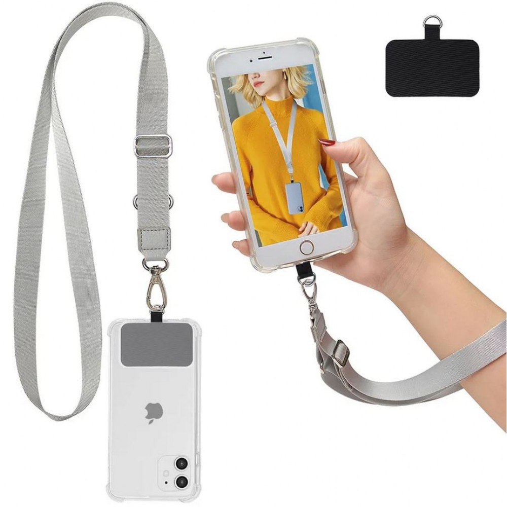 Universal Halsband Adapter für Smartphone-Hüllen, Schlüsselanhänger, Kameras und mehr - Grau