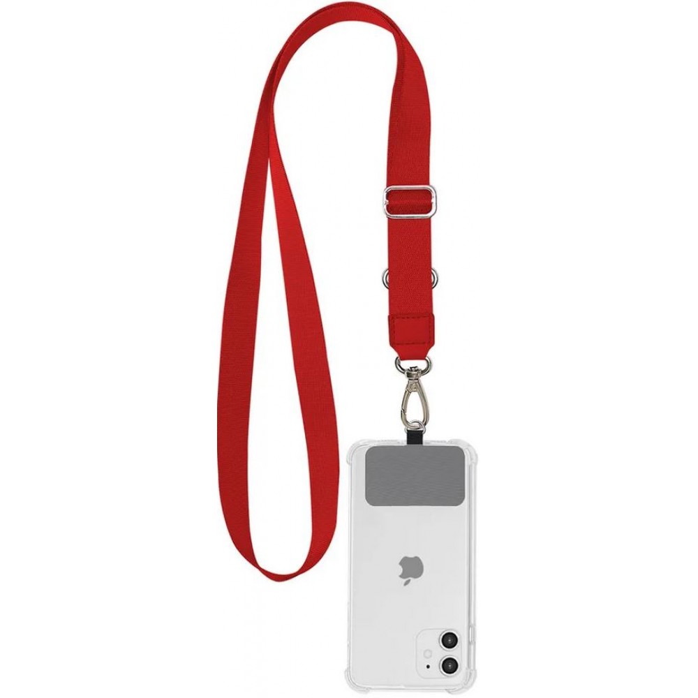 Adaptateur de lanière universel pour les coques de smartphone, les porte-clés, les appareils photo et plus - Rouge