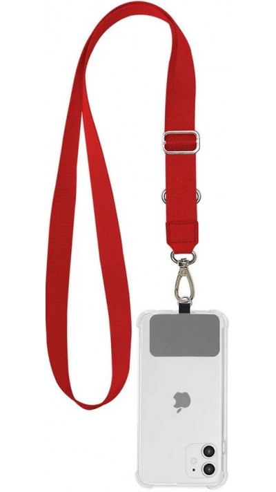 Adaptateur de lanière universel pour les coques de smartphone, les porte-clés, les appareils photo et plus - Rouge