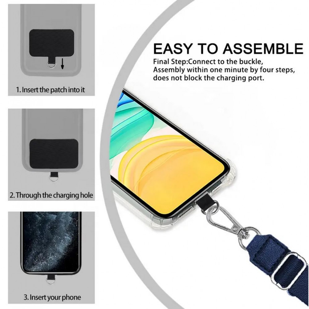 Adaptateur de lanière universel pour les coques de smartphone, les porte-clés, les appareils photo et plus - Rouge