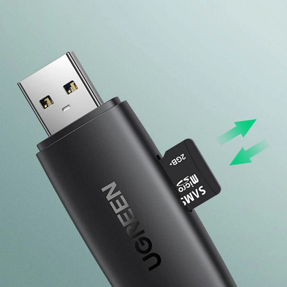 Ugreen SD/micro SD Kartenleser Adapter USB-A/USB-C (CM304) - Schwarz