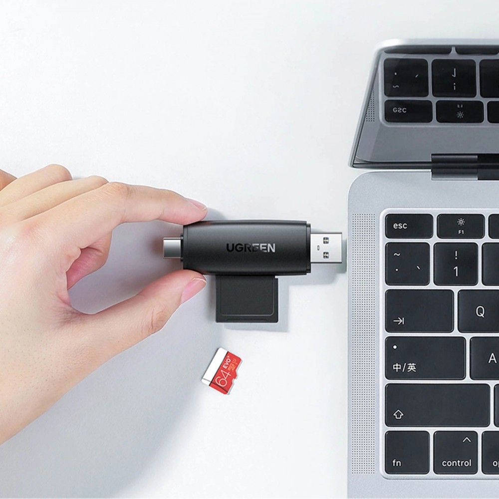 Ugreen SD/micro SD Kartenleser Adapter USB-A/USB-C (CM304) - Schwarz