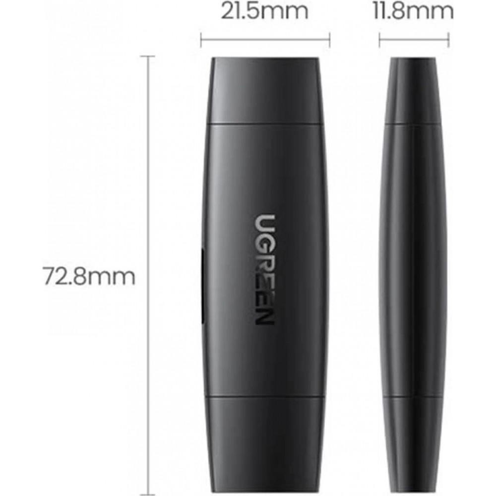 Ugreen SD/micro SD Kartenleser Adapter USB-A/USB-C (CM304) - Schwarz