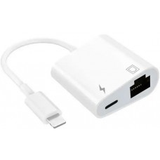 Adaptateur multiport Lightning vers RJ45 Ethernet LAN avec port d'alimentation USB-C - Blanc