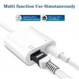 Adaptateur multiport Lightning vers RJ45 Ethernet LAN avec port d'alimentation USB-C - Blanc