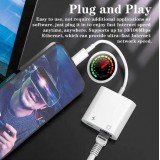 Adaptateur multiport Lightning vers RJ45 Ethernet LAN avec port d'alimentation USB-C - Blanc