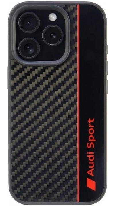 Coque iPhone 16 Pro - Audi Sport Fibre de carbone véritable - Noir