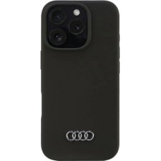 Coque iPhone 16 Pro - Audi silicone Soft Touch avec logo - Noir