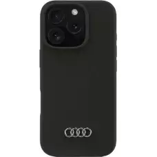 iPhone 16 Pro Case Hülle - Audi Silikon Soft Touch mit Logo - Schwarz