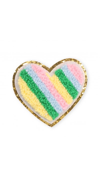 Autocollant sticker pour téléphone/tablette/ordinateur brodé en 3D - Coeur multicolore