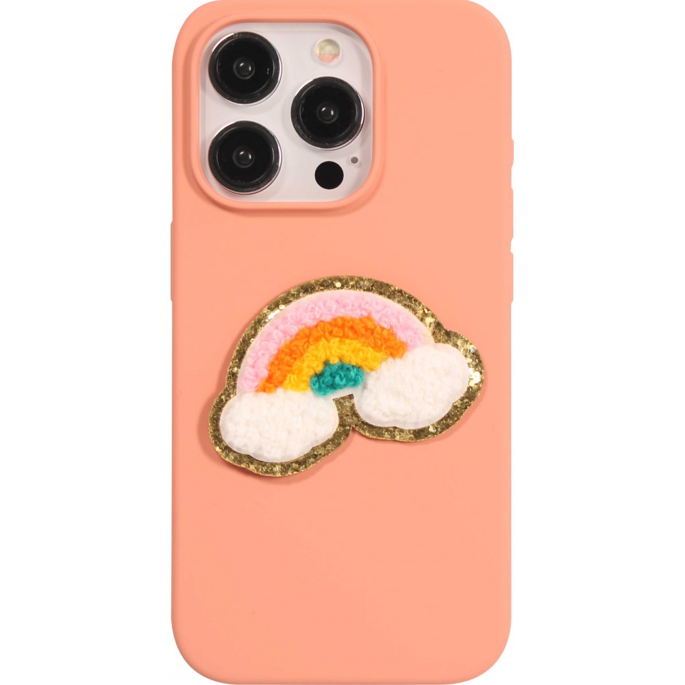 Autocollant sticker pour téléphone/tablette/ordinateur brodé en 3D - Arc-en-ciel doux