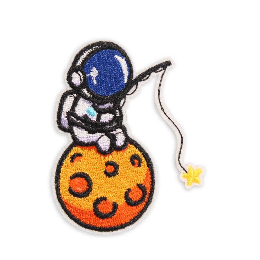 Sticker Aufkleber für Handy/Tablet/Computer 3D gestickt - Astronaut auf Mond