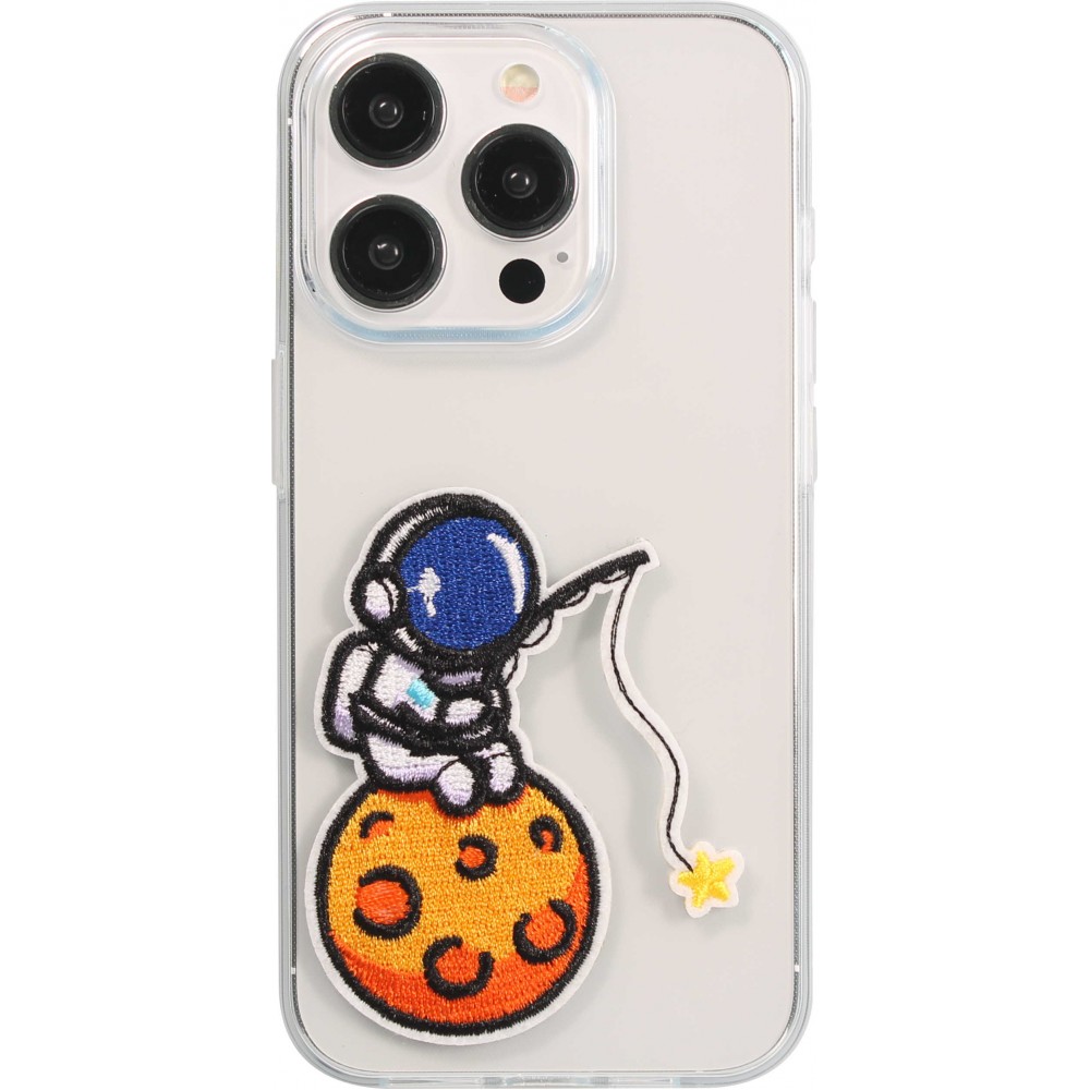 Sticker Aufkleber für Handy/Tablet/Computer 3D gestickt - Astronaut auf Mond
