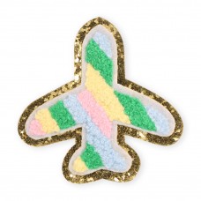 Autocollant sticker pour téléphone/tablette/ordinateur brodé en 3D - Avion avec bord doré