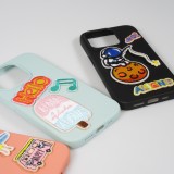Autocollant sticker pour téléphone/tablette/ordinateur brodé en 3D - Boucle rose foncé