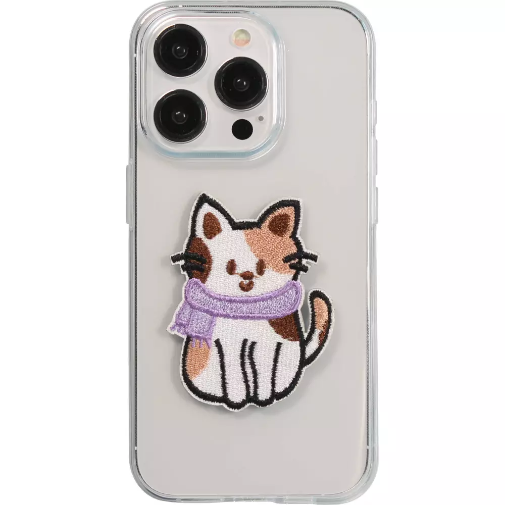 Autocollant sticker pour téléphone/tablette/ordinateur brodé en 3D - Cat with scarf
