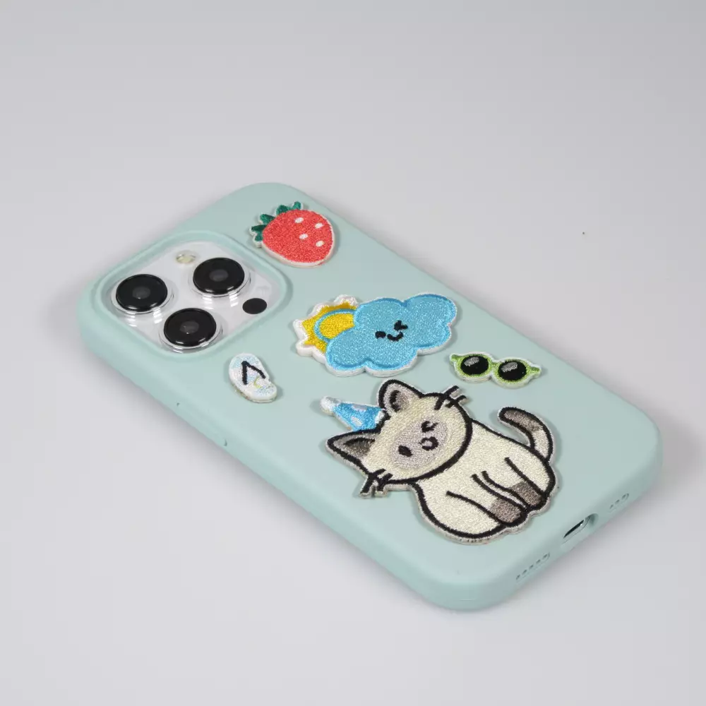 Autocollant sticker pour téléphone/tablette/ordinateur brodé en 3D - Cat with scarf