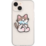 Autocollant sticker pour téléphone/tablette/ordinateur brodé en 3D - Chat avec poisson