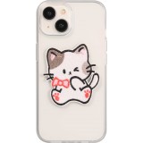 Autocollant sticker pour téléphone/tablette/ordinateur brodé en 3D - Chat petit noeud