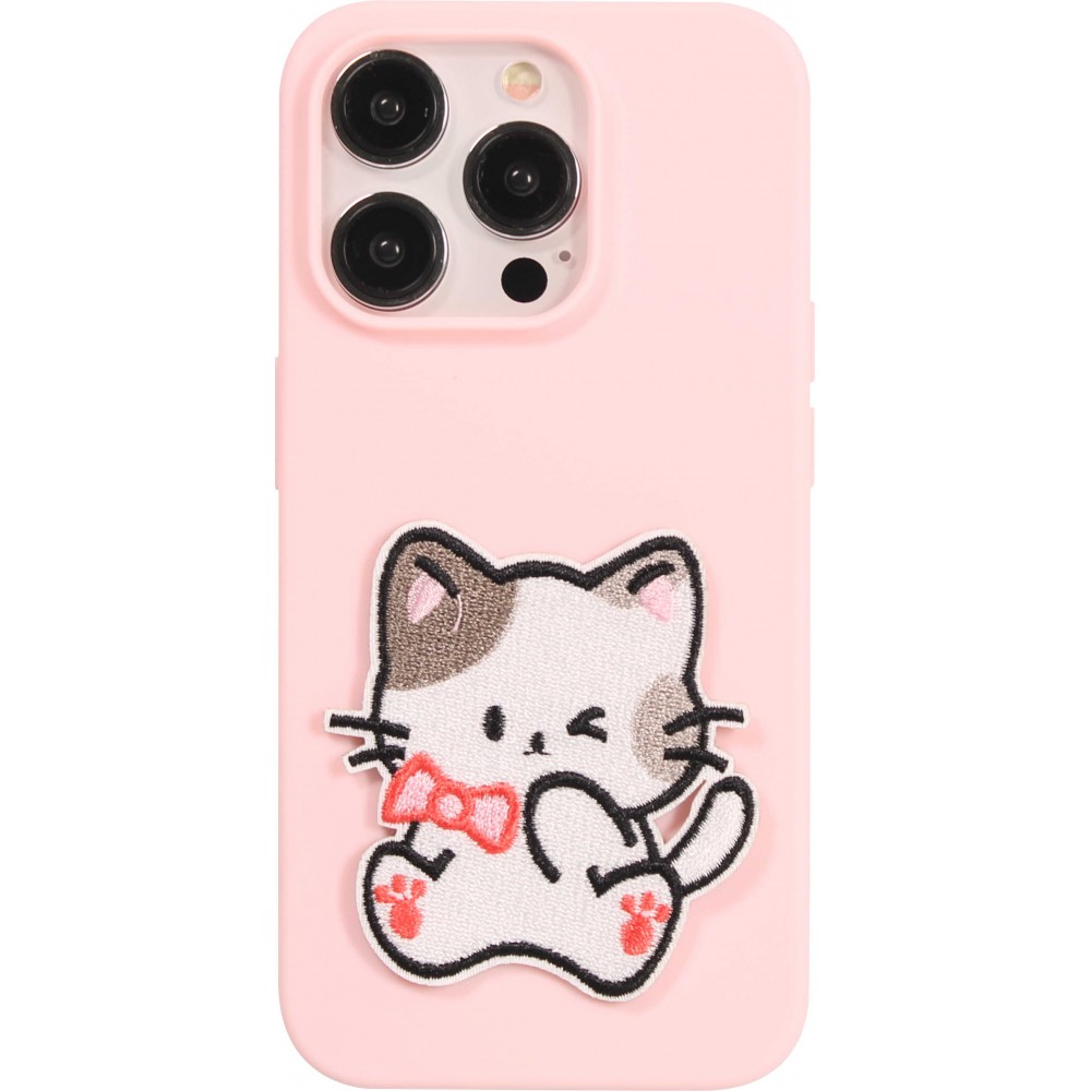 Autocollant sticker pour téléphone/tablette/ordinateur brodé en 3D - Chat petit noeud