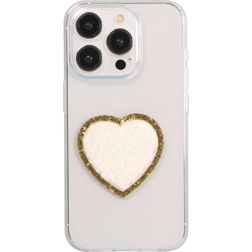 Autocollant sticker pour téléphone/tablette/ordinateur brodé en 3D - Coeur blanc