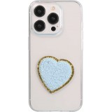Autocollant sticker pour téléphone/tablette/ordinateur brodé en 3D - Coeur bleu