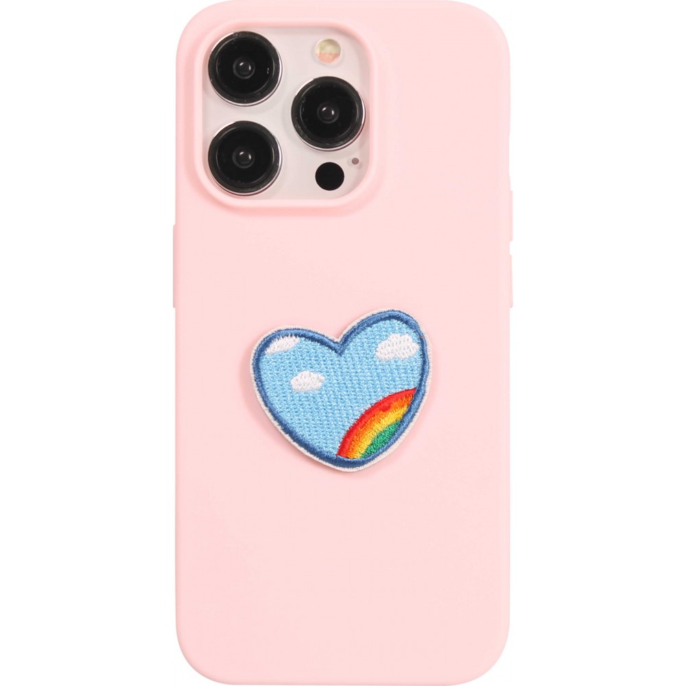 Autocollant sticker pour téléphone/tablette/ordinateur brodé en 3D - Coeur rainbow