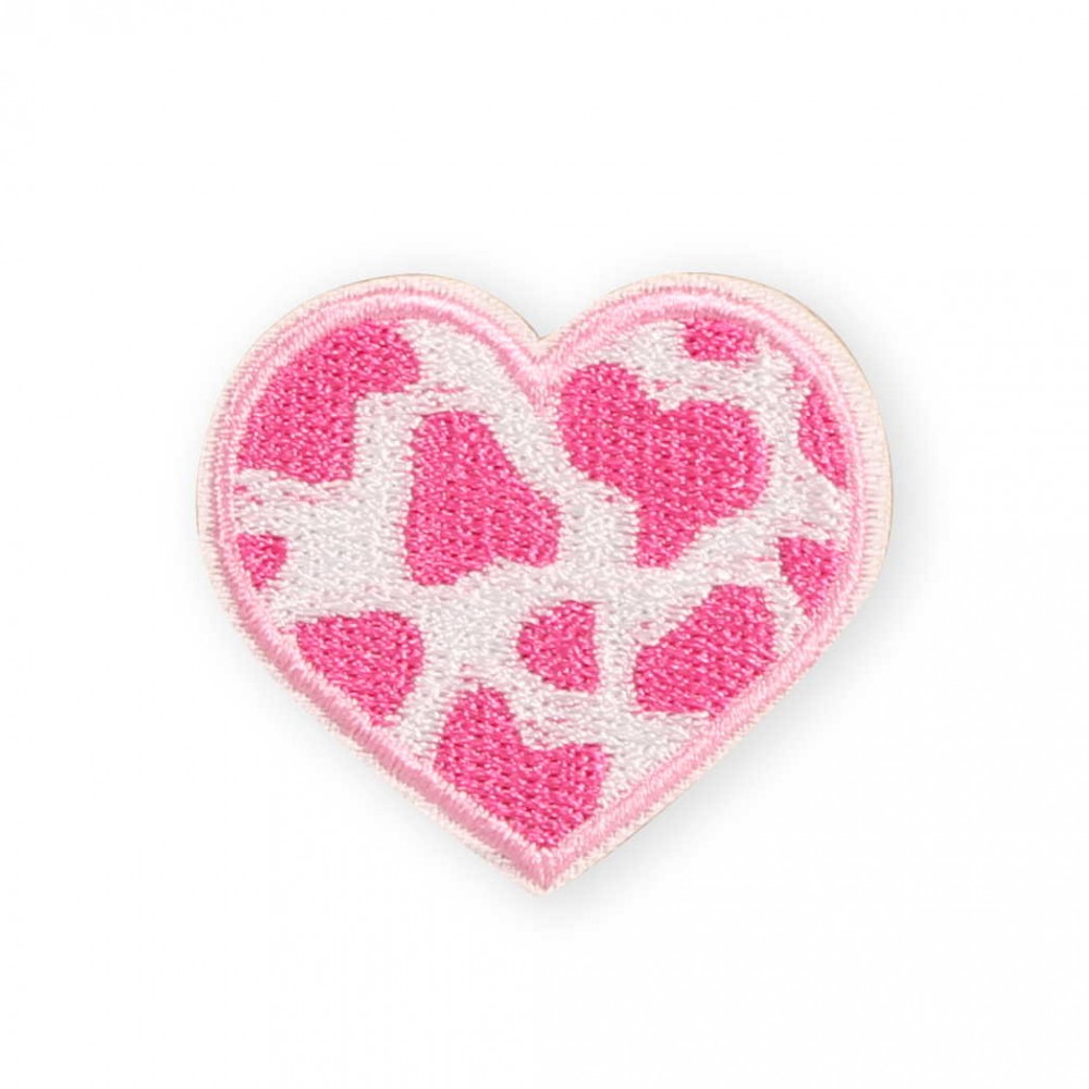 Autocollant sticker pour téléphone/tablette/ordinateur brodé en 3D - Coeur tacheté rose