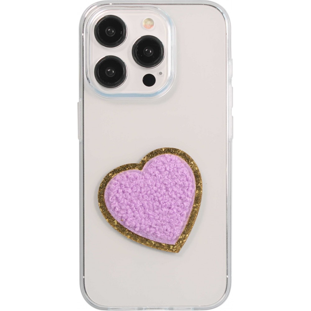 Autocollant sticker pour téléphone/tablette/ordinateur brodé en 3D - Coeur violet