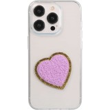 Autocollant sticker pour téléphone/tablette/ordinateur brodé en 3D - Coeur violet