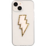 Sticker Aufkleber für Handy/Tablet/Computer 3D gestickt - Blitz weiss gold